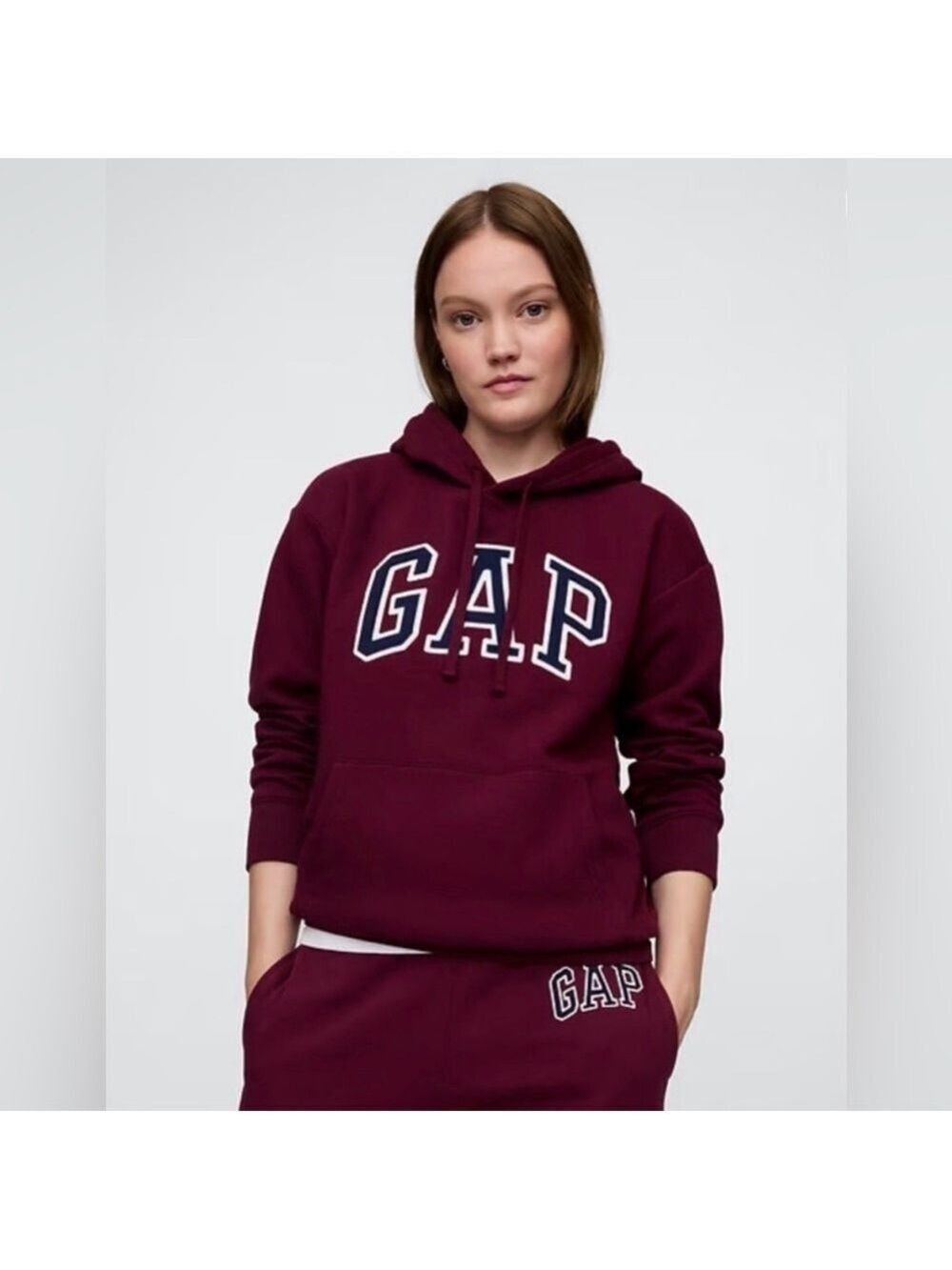 Gap Fall Logo Spell-Out Merlot Pullover Hoodie preppy college Casual NWT XXL